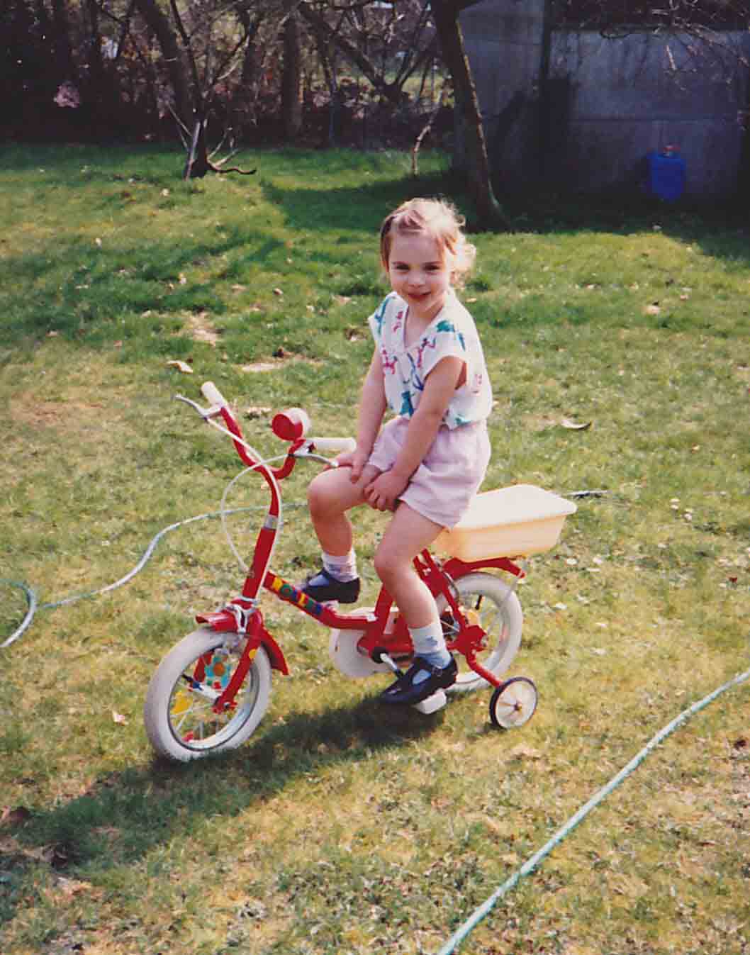 Laura on her Raleigh bicycle